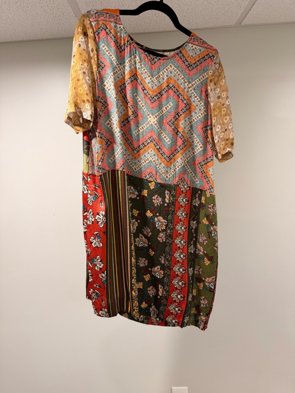 Boho Patchwork Midi Dress in Multicolor- Tiny from Anthropologie
